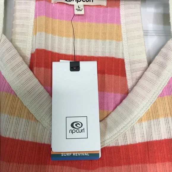 Rip Curl Orange Pink Fitted Tank Top - Picture 3 of 5